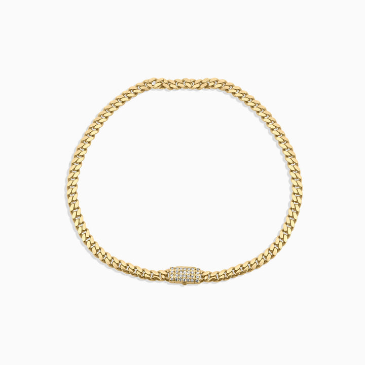Pulsera Cubana en Oro 10K con Cierre de Piedras Daisy Joyeria