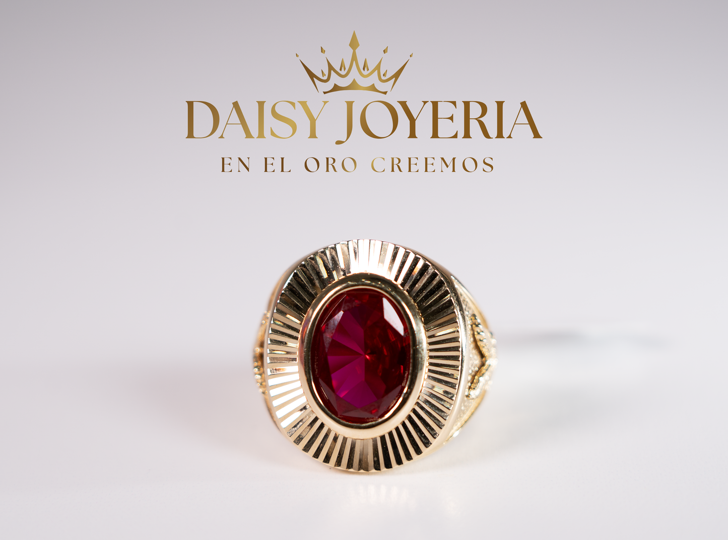 ANILLO CON ZIRCONIA ROJA 14K 15.6G