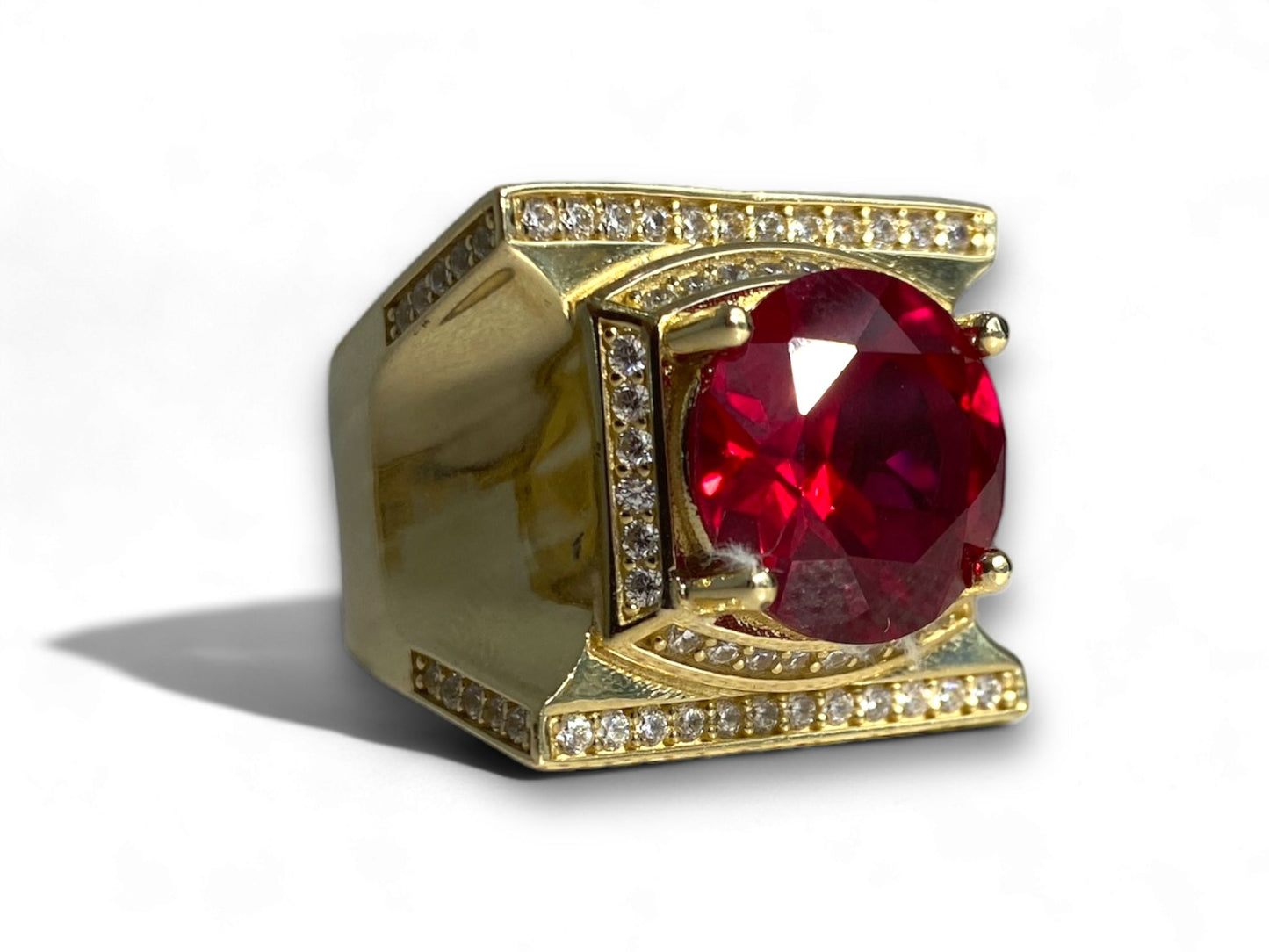 BIG RED GEM RING 10K 12G