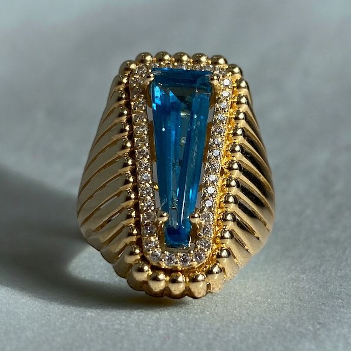 BLUE STONE RING 14K 6.2G