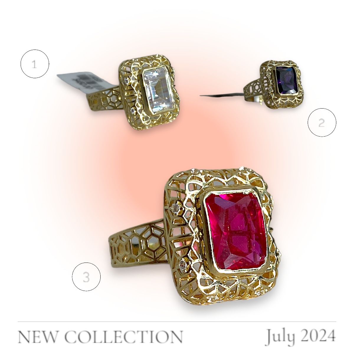 SQUARE RING 10K 4.1G WHITE, PINK, GREEN, RED, PURPPLE