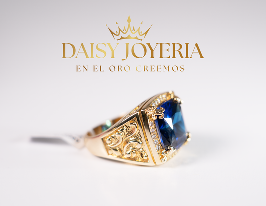 ANILLO CON PIEDRA DE ZIRCONIA AZUL 10K 27.5G