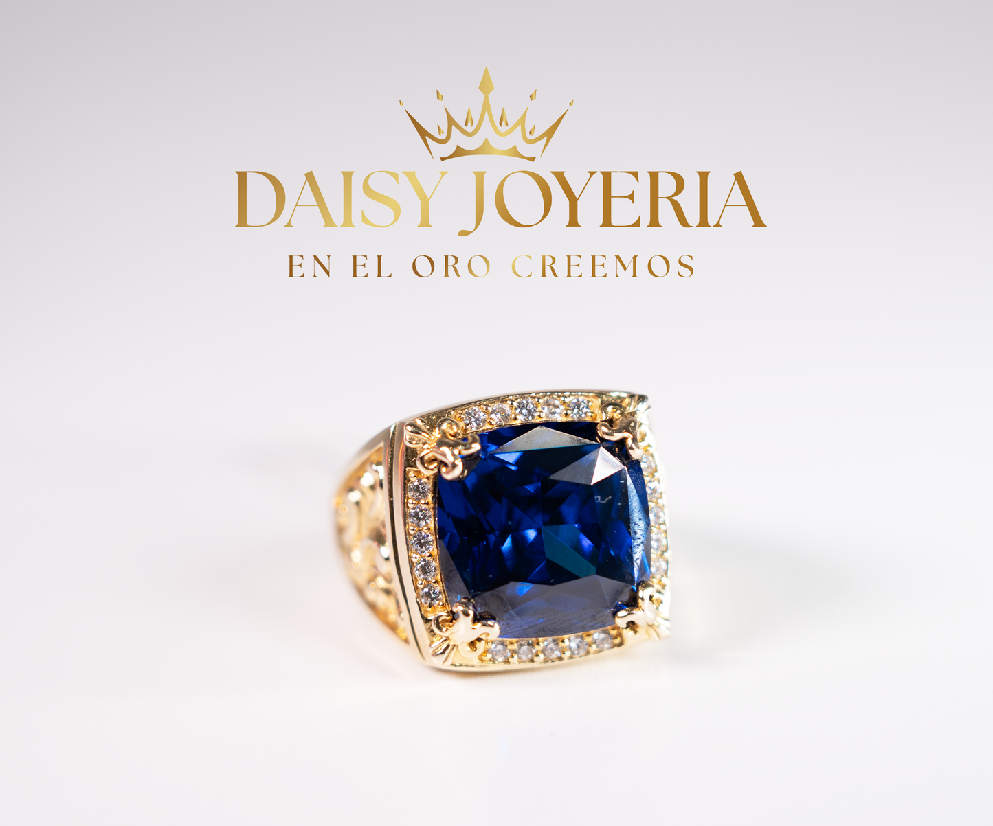 ANILLO CON PIEDRA DE ZIRCONIA AZUL 10K 27.5G