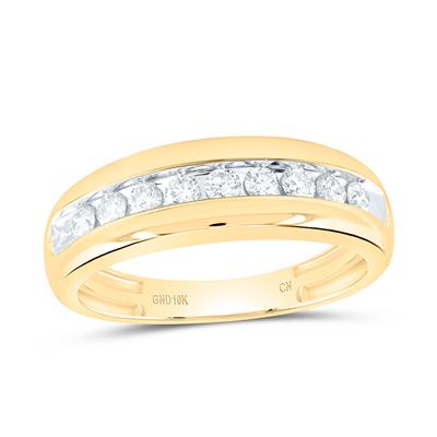 10k Yellow Gold Round Diamond Wedding Single Row Band Ring 1/2 Cttw Daisy Joyeria