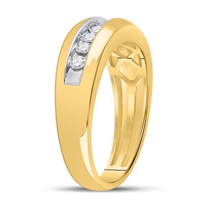 10k Yellow Gold Round Diamond Wedding Single Row Band Ring 1/2 Cttw Daisy Joyeria