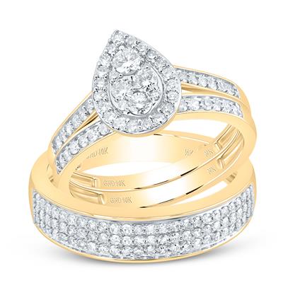 10k 1 CTW-NAT DIA NK PEAR TRIO SET Daisy Joyeria
