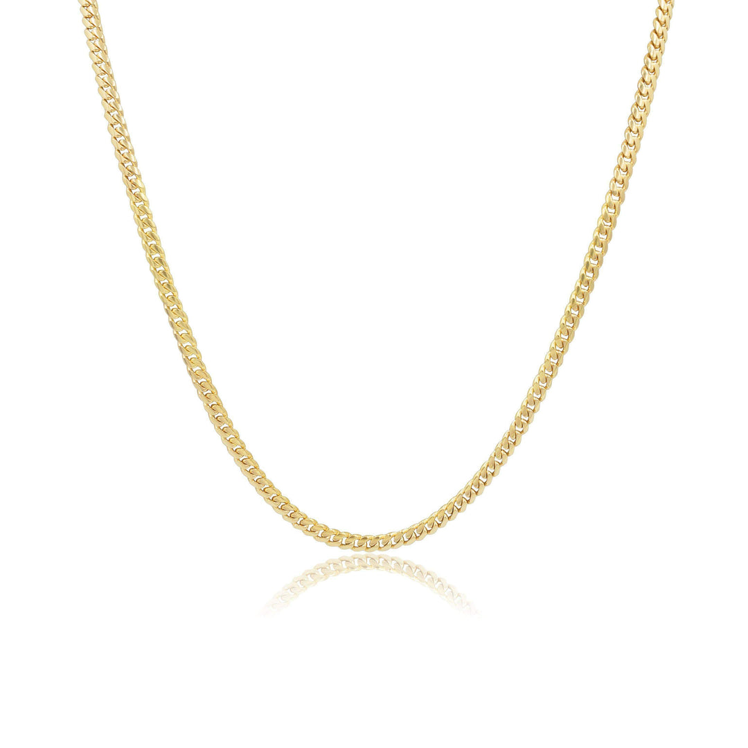 3mm Solid Machine-Made Cuban Link Chain – Gold Daisy Joyeria